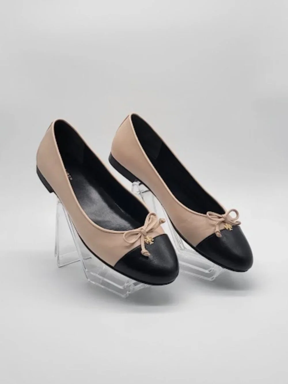 TORY BURCH Cap Toe Ballet Flats Women’s Size 8 Rose/ Black Bow Round Toe Shoes